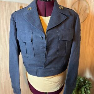 Women's Classic USAF Military Wool Cropped Utility Jacket
